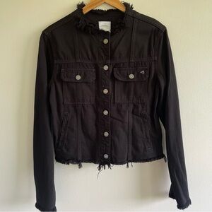 Hidden Jeans Fray Edges Black Denim Jacket Size Medium